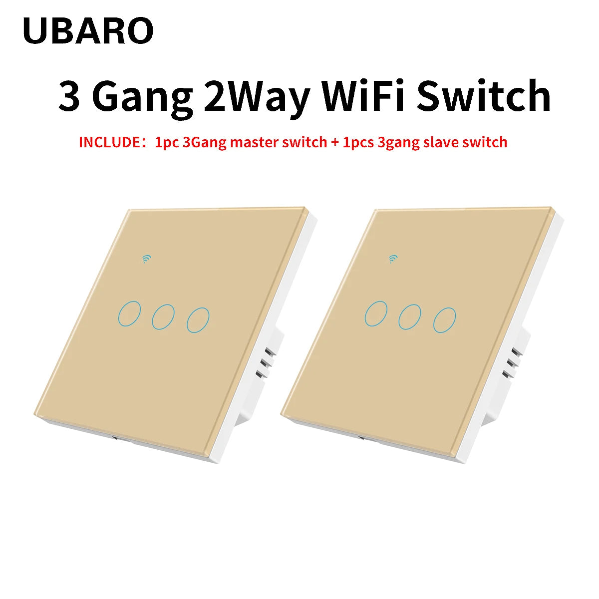 UBARO EU Standard 2 Way Wifi Smart Wall Switch Multi Control Voice Timer Sharing Function Works With Tuya App Home Improvemet