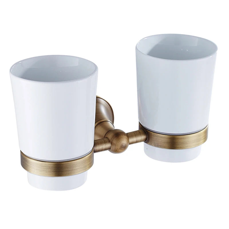 Antique brass plated wall-mounted towel rack bathroom hardware pendant set paper towel holder coat hook toilet brush ELA68A