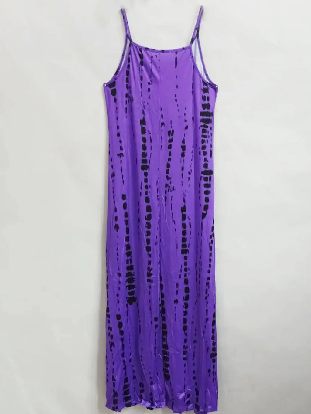 Women's Casual Loose V-neck Tie Dye Printed Spaghetti Maxi Dress Summer Beach Vacation Long Dress