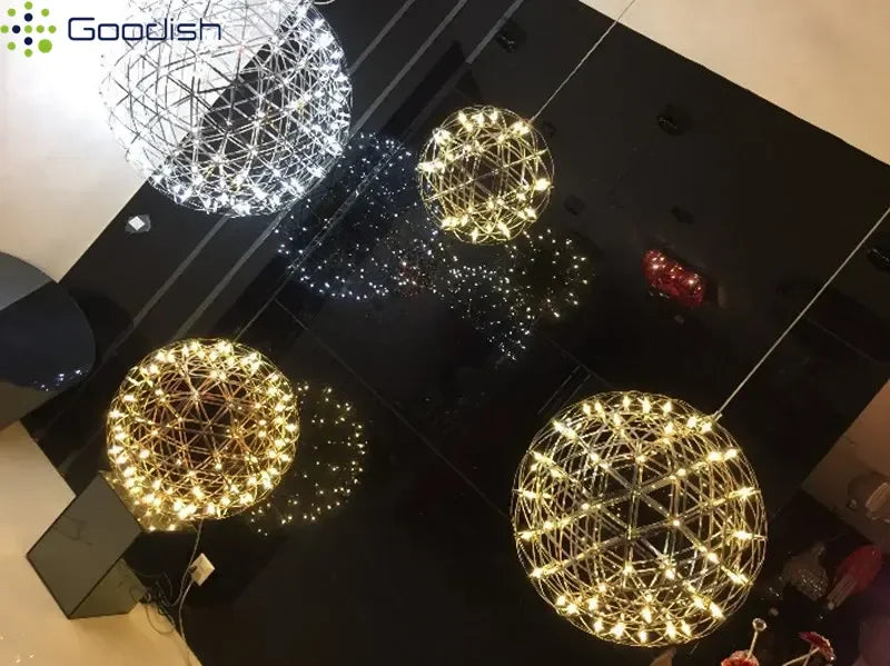 Modern Minimalist Stainless Steel Spark Ball LED Pandent Lights Art Creative Lamps for Chidren's Room Home Decoration Chandelier
