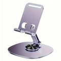 1 Foldable Metal Phone Stand - 360° Rotating Compact Holder for Smartphones, Tablets, Office & Travel Accessory