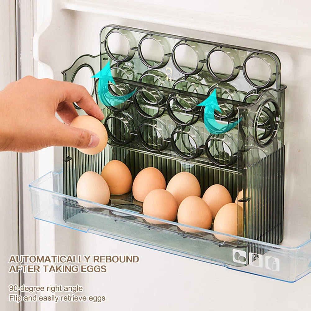 Kitchen Egg Holder,Large Capacity Egg Fridge Storage Box,Multi-Layer Egg Tray Organizer,Space Saving Fridges Egg Container