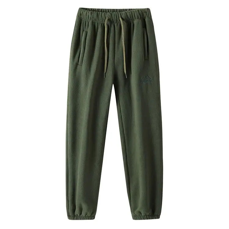 Fleece and Lambswool Men Sweatpants Winter Embroidery Thick Warm Double-sided Velvet Windproof Thermo Trousers Soft Harem Pants