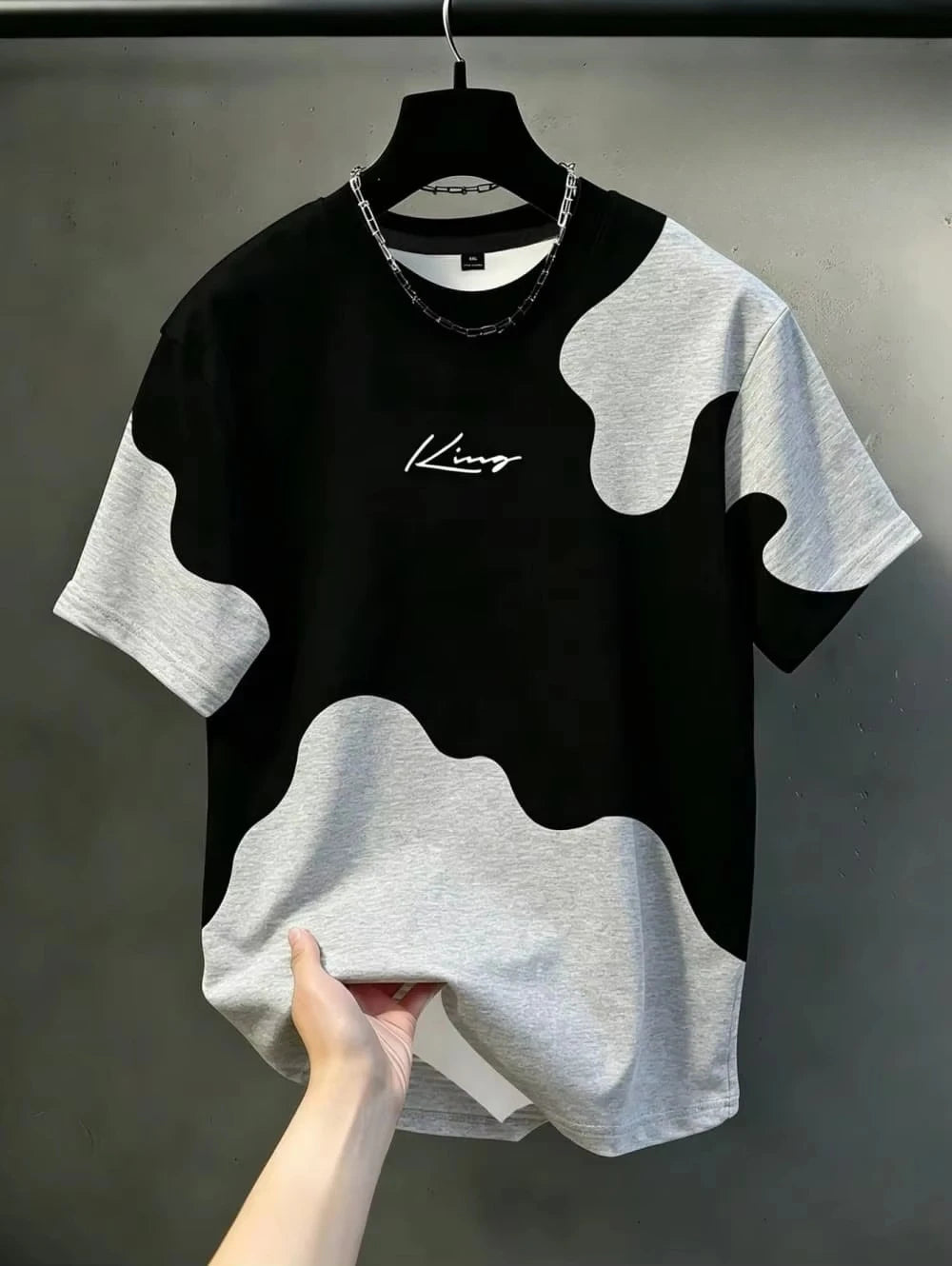 Color-Contrast Vertical Stripes 3D Print Men's Loose-Fitting Breathable Short-Sleeved TShirt Casual Street Trendy Parental Cloth