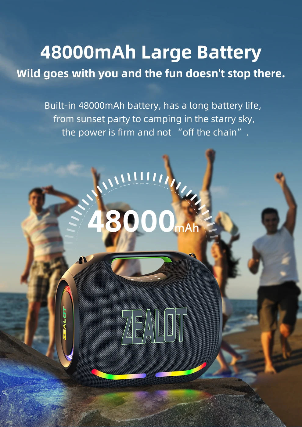 ZEALOT-ZE21 250W Big Power Wireless TWS Subwoofer Bluetooth Speaker High Volume Waterproof Portable Mobile Power HIFI Sound