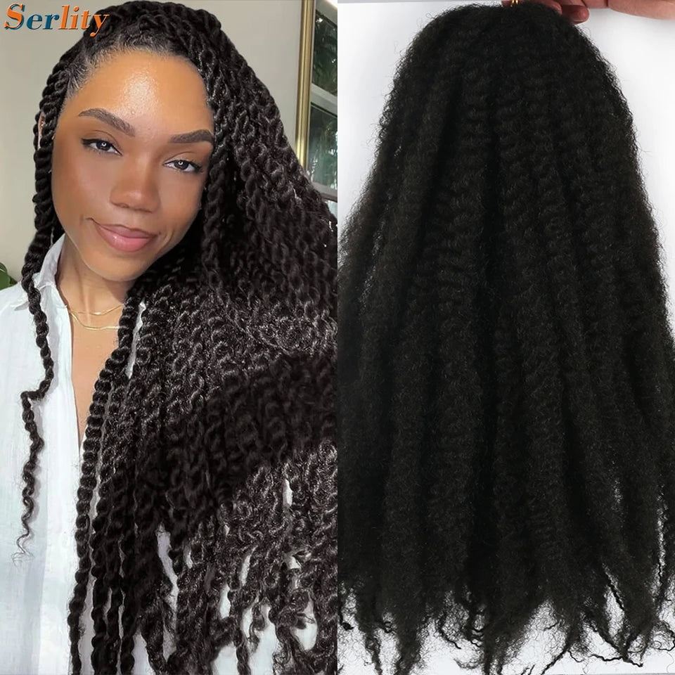 Marley Twist Braiding Hair Pre Stretched 1- 6 Packs Ombre Afro Kinky Curly Crochet Hair for Faux Locs Jumbo Marley Twists Hair