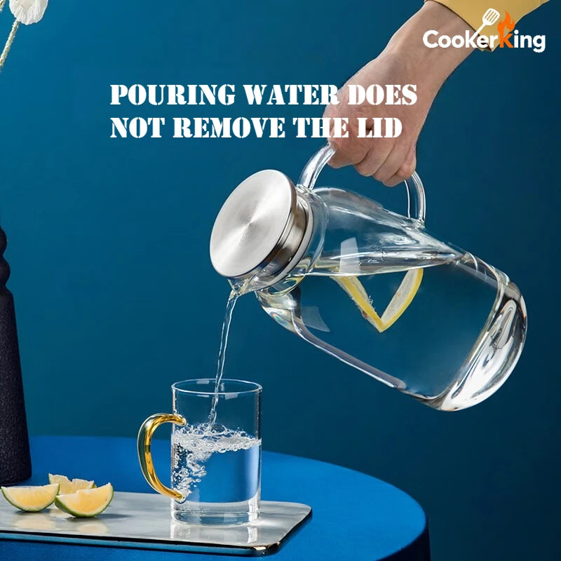 COOKER KING 1.8/2.5L Glass Water Kettle High Borosilicate Glass Large Capacity Teapot High Temperature Resistance Office Use