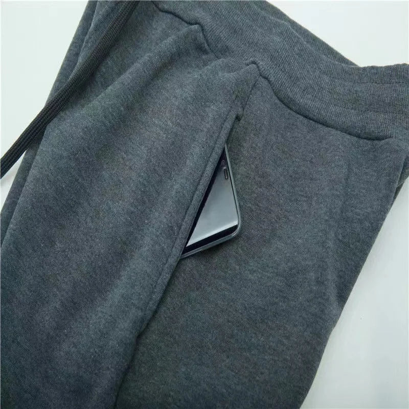 Men's fleece casual pants for spring and autumn, sporty running pants, fashionable Harajuku street style, sizes S-3XL.