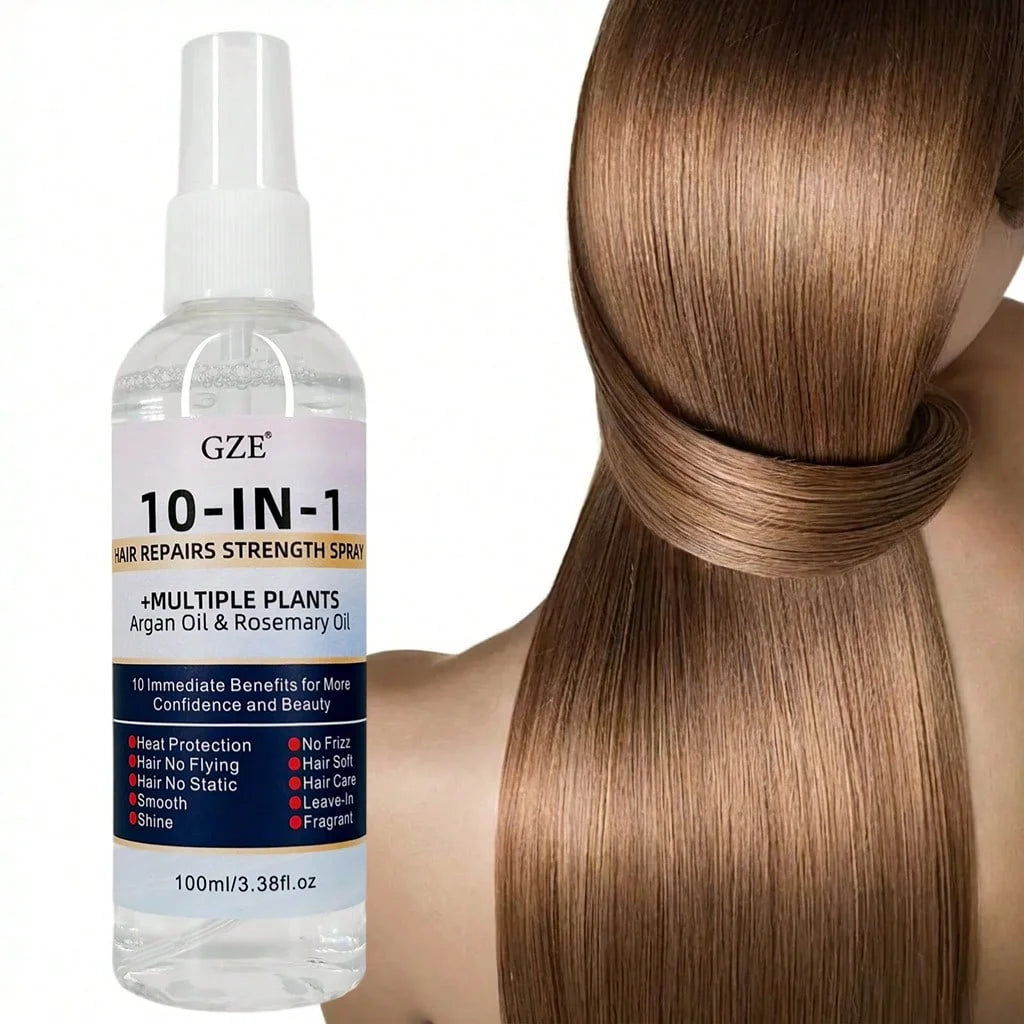 GZE 10 IN 1 Leave In Conditioner Silkening Spray with Argan Oil & Rosemary Oil, Hair Repair & Strength Spray, Anti Frizz