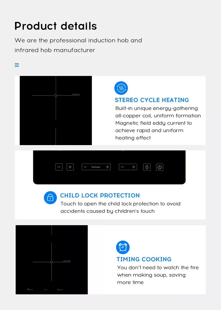 New Design Cooktop 2 Burner Multi-Head Small Induction Cooker