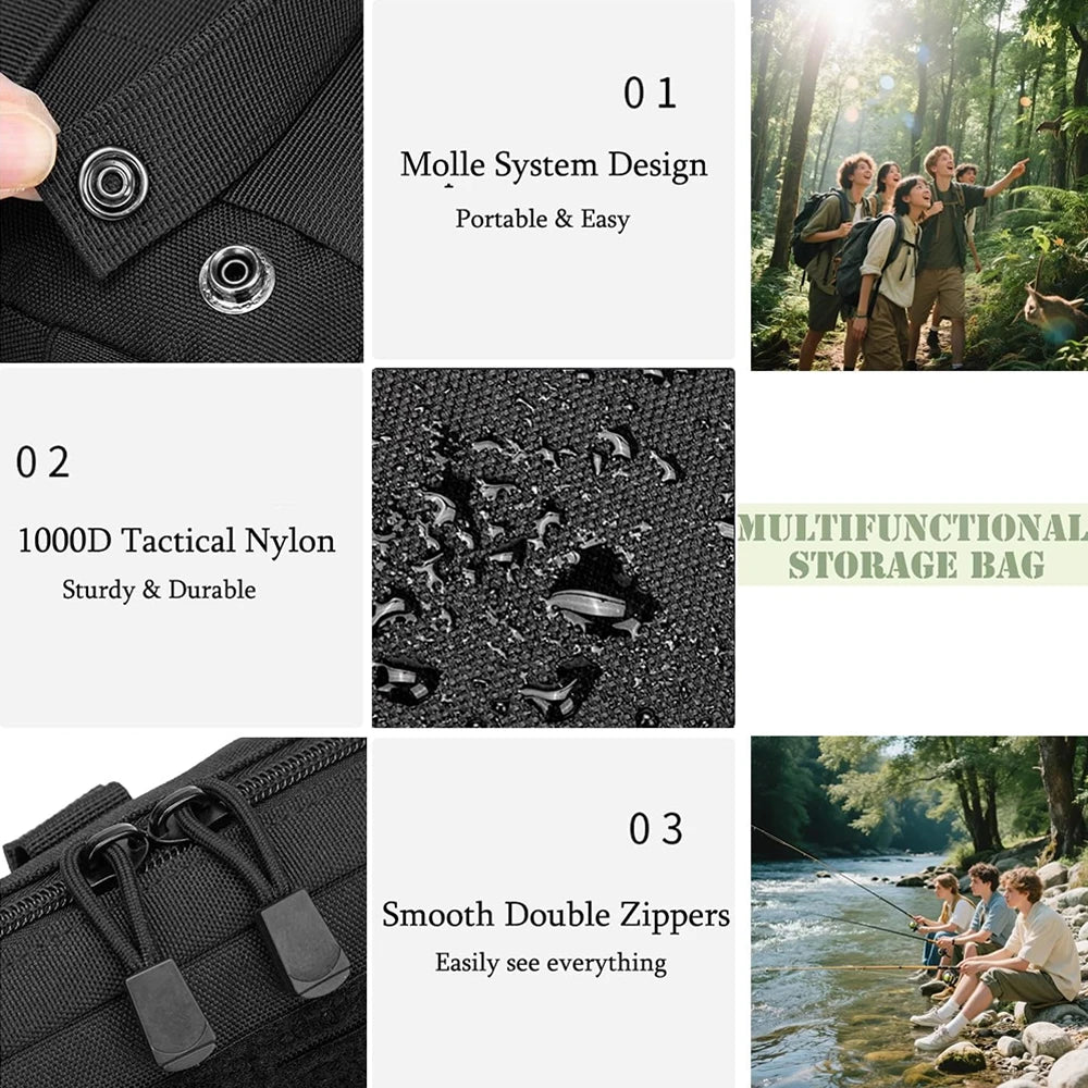 Molle Utility EDC Waist Bag Tactical Pouch Medical First Aid Bag Outdoor Survival EDC Tool Kit Belt Pouch Sports Hunting Bag