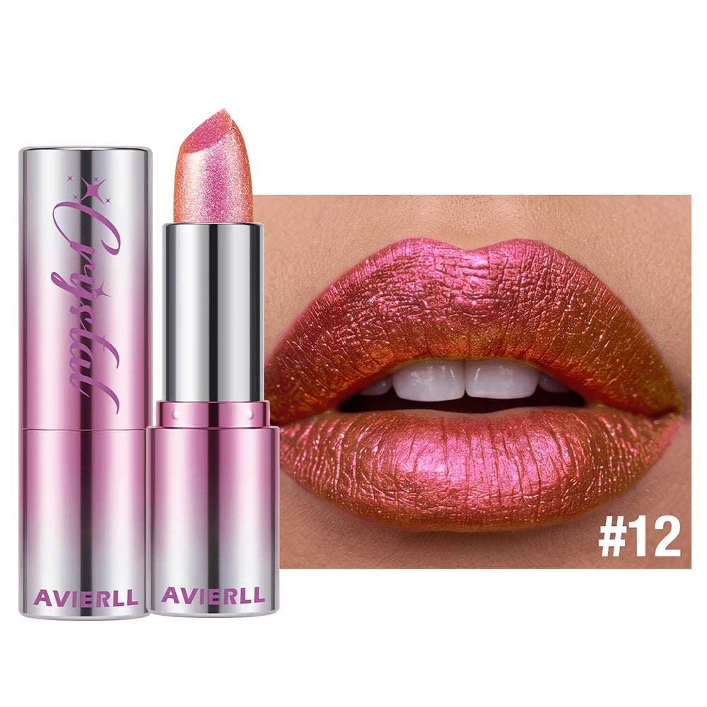 6 Color Metallic Shimmer Lipstick Diamond Pearlescent Pink Glitter Solid Lip Gloss Shiny Gold Lipgloss Lasting Lip Beauty Makeup