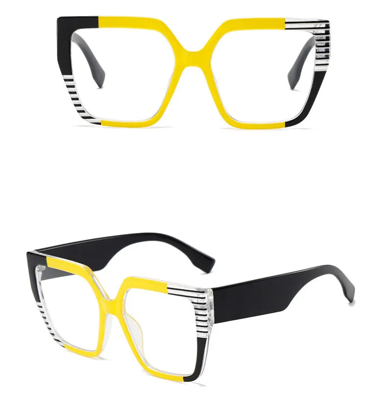 Colorful Large Frame Reading Glasses Women Trendy Big Size Square Resin Presbyopic Eyeglass Custom Prescription Spctacle #304000