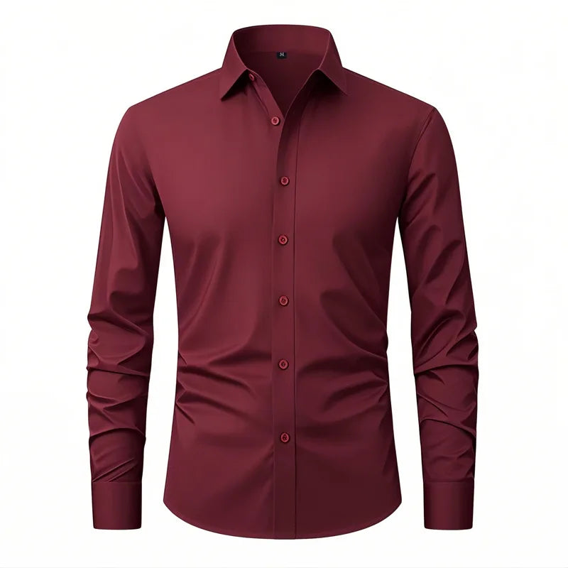 Men's Four-sided Elastic Solid Color Non-iron Shirt Anti-wrinkle Business Shirt
