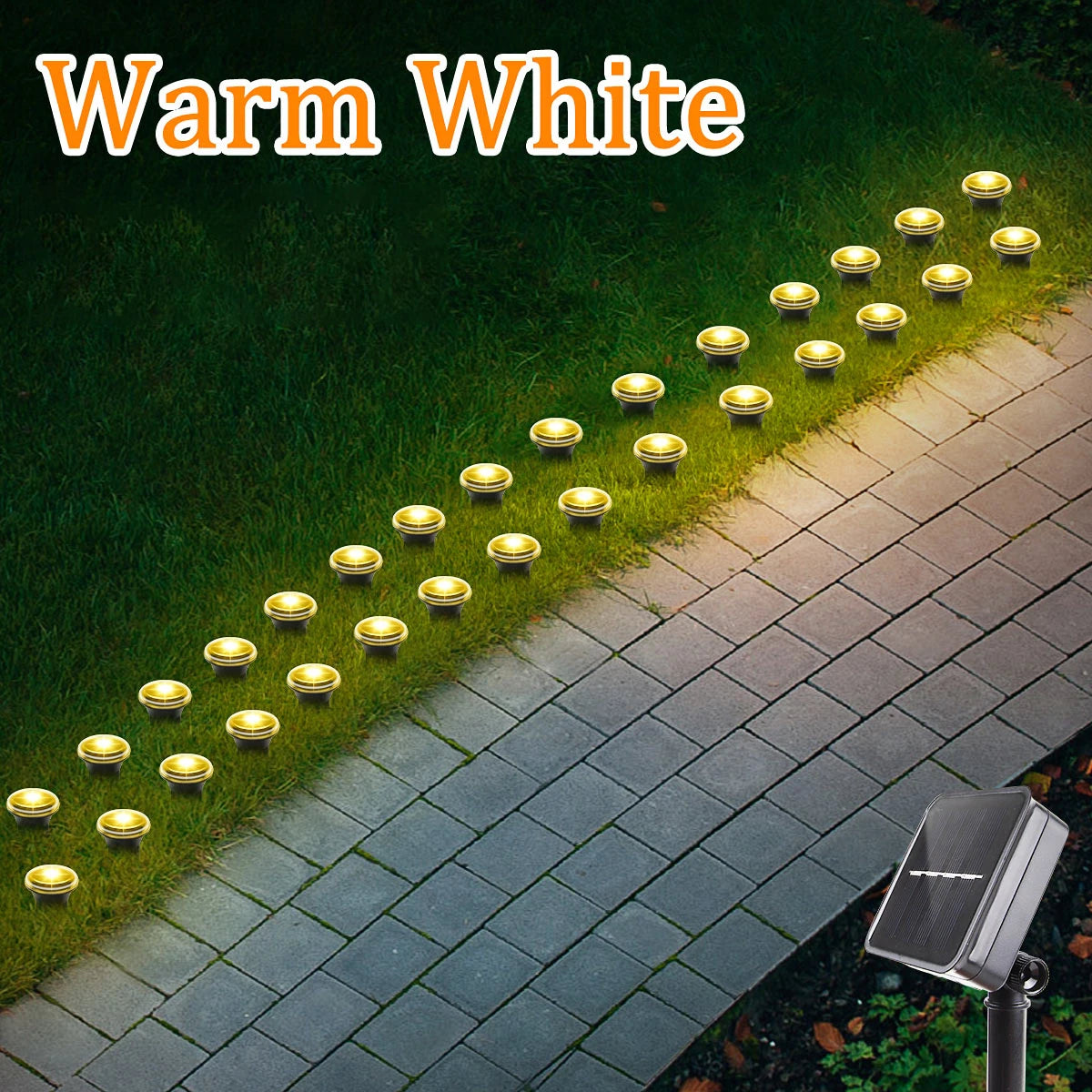 Solar LED Garden Pathway Light 15/30LEDS 8 Modes Outdoor Waterproof Lawn Lamp for Camping Weddings Christmas Holiday Lighting