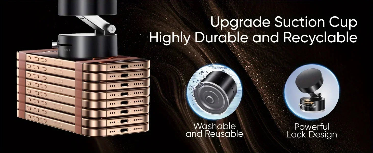 Upgraded A2 Vacuum Magnetic Phone Holder – N52 Strong Magnet, One-Button Exhaust, Strong Suction Cup for Smooth Surfaces