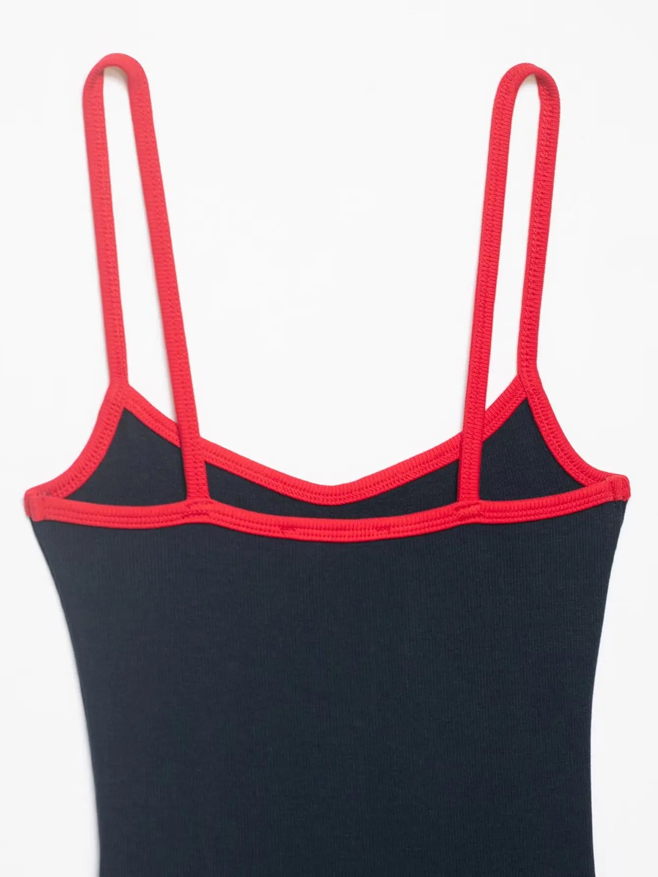 Women's Jumpsuit 2026 Summer New Cute Hot Girl Style Fashion Round Neck Color-Blocked Piping Straps Cotton Blend Fabric