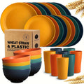 32-Piece Kitchen Plastic Dinnerware Set, Service For 8, Dinner Plates, Dessert Plate, Cereal Bowls, Cups, Unbreakable