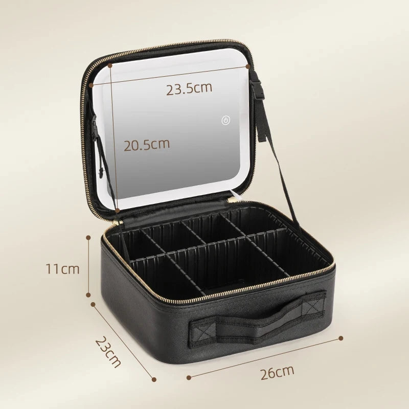 Makeup Train Case with Mirror, Waterproof Portable Cosmetic Organizer with Adjustable Dividers, Ideal Gift