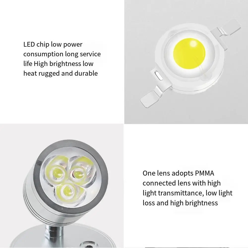 Durable Wall Mounted Reading Lamp Touch Switch Adjustable RV LED Light Swivel Head Caring Eyes Wall Lighting Boat