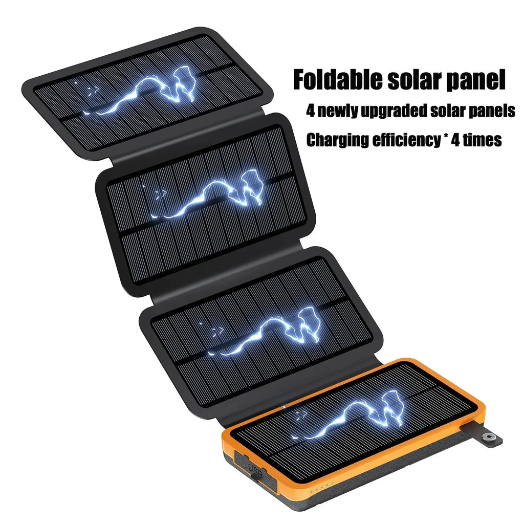 50000mAh Portable Solar Power Bank Fast Charging USB-C/USB-A for IOS Android Outdoor Large Capacity Backup Charger for Camping