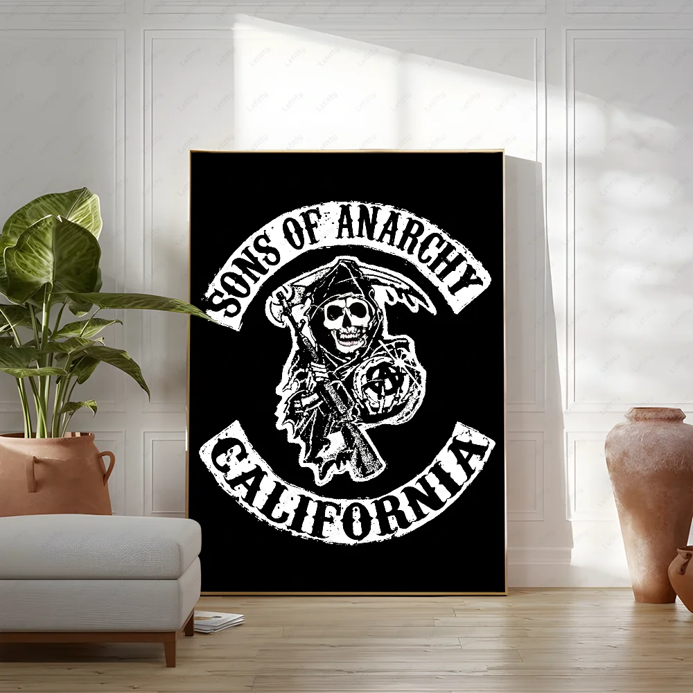 S-Sons Of A-Anarchy Crime Movie Poster Sticky Wall Art Printing Waterproof Home Living Bed Room Bar Hallway Aesthetic Decor