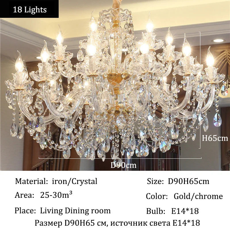 Luxury Living Room Decorate LED Ceiling Pendant Lights Indoor Hanging Lights Fixture Home Crystal Chandeliers Villa Lighting