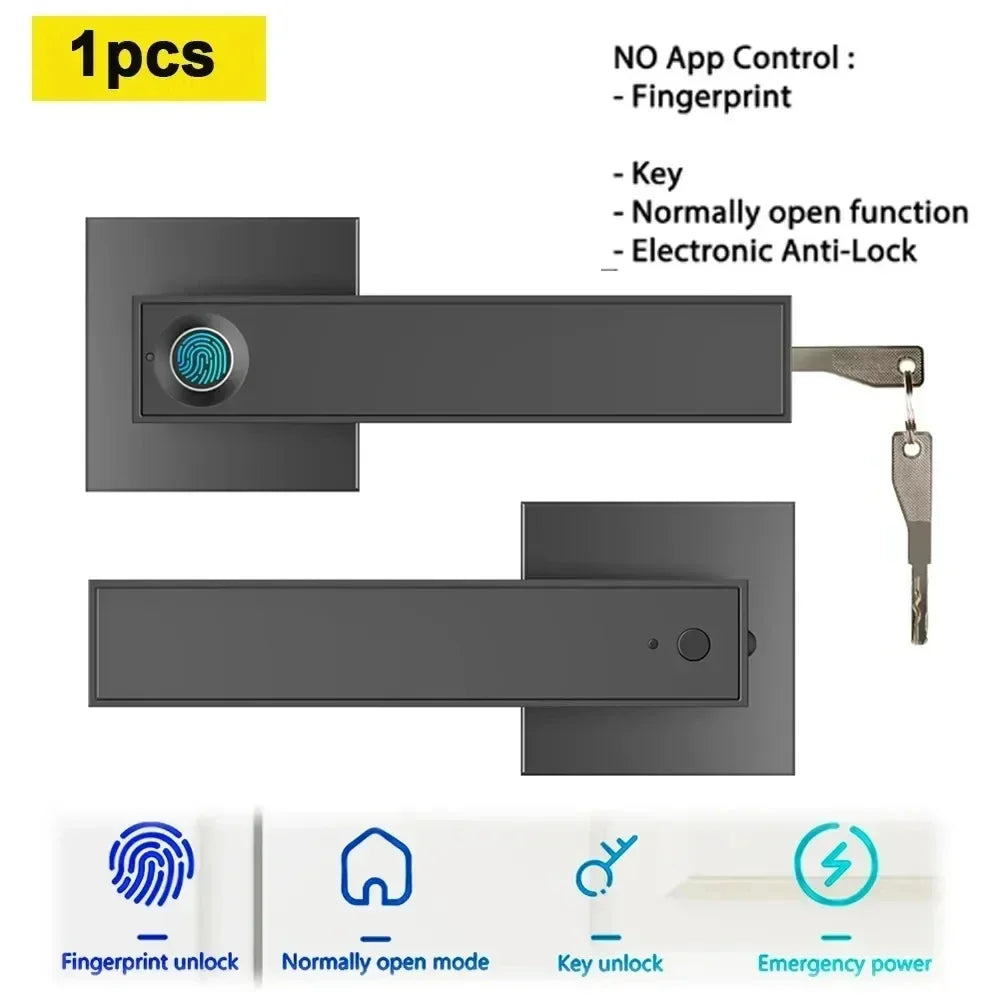 New Smart Door Lock With Bluetooth-compatible Tuya APP Digital Electronic Lock Smart Home Wooden Door Lock Biometric Fingerprint