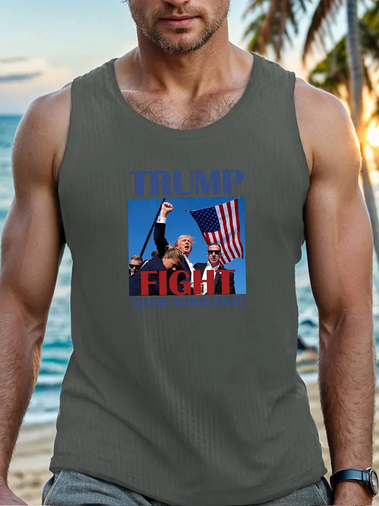 2024 Summer Outdoor Beach Men's Top Hawaiian Style Men's Tank Top Vintage Car Print Tank Top Everyday Casual Sleeveless T-shirt