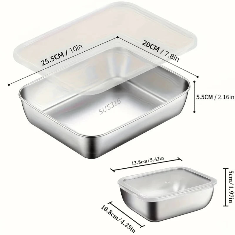5pcs 316 Stainless Steel Food Storage Stackable Meal Boxes for Kitchen Fridge Lunch Ideal for Meal Prep Travel Kitchen Storage