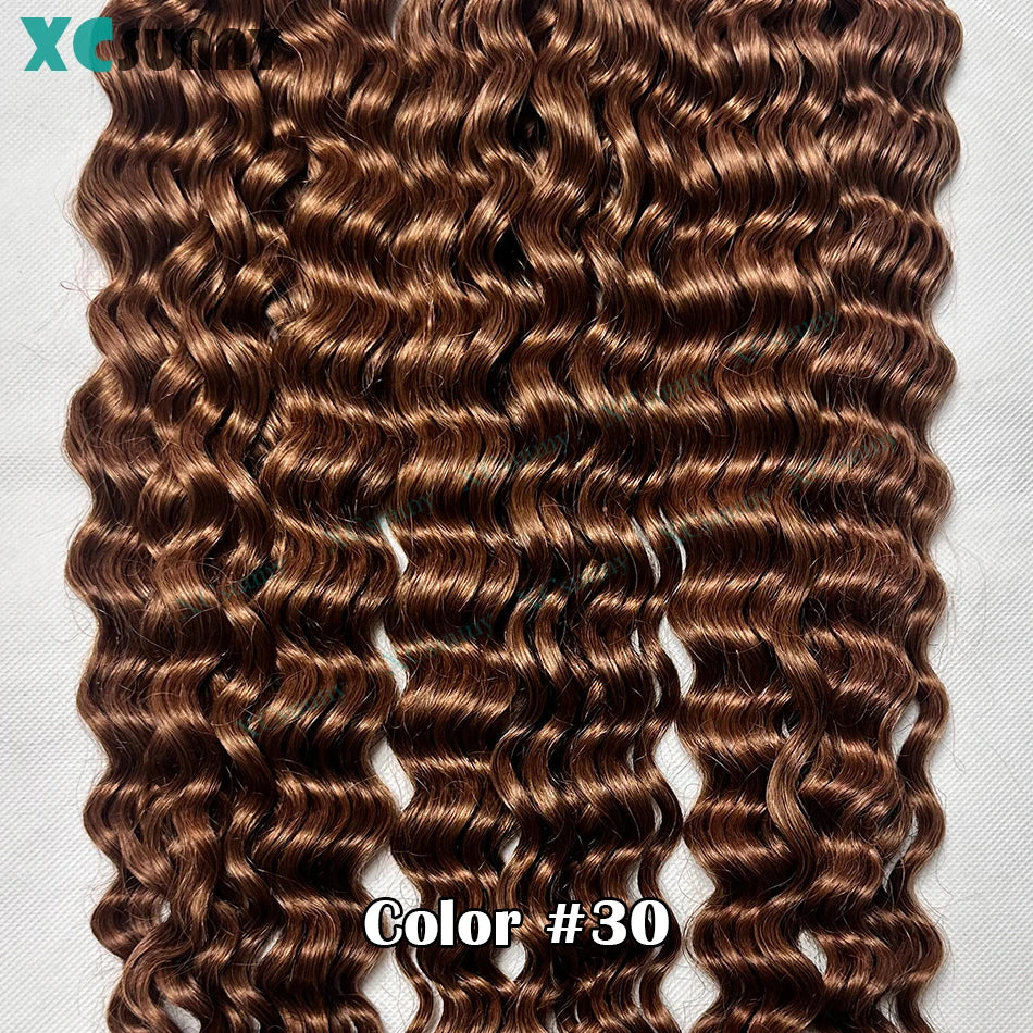 Water Wave Crochet Human Hair Curly Invisible Knotless Crochet Human Hair Extensions With String In The Middle Pre Separated