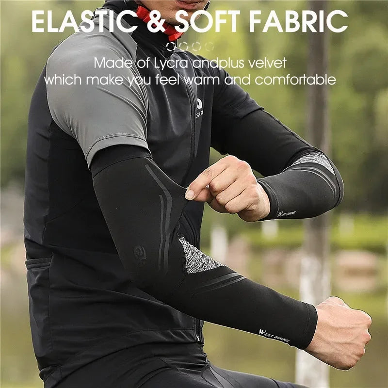 WEST BIKING Sports Compression Leg Sleeves Men Women MTB Winter Fleece Leg Warmers Men Women Cycling Running Basketball Leggings