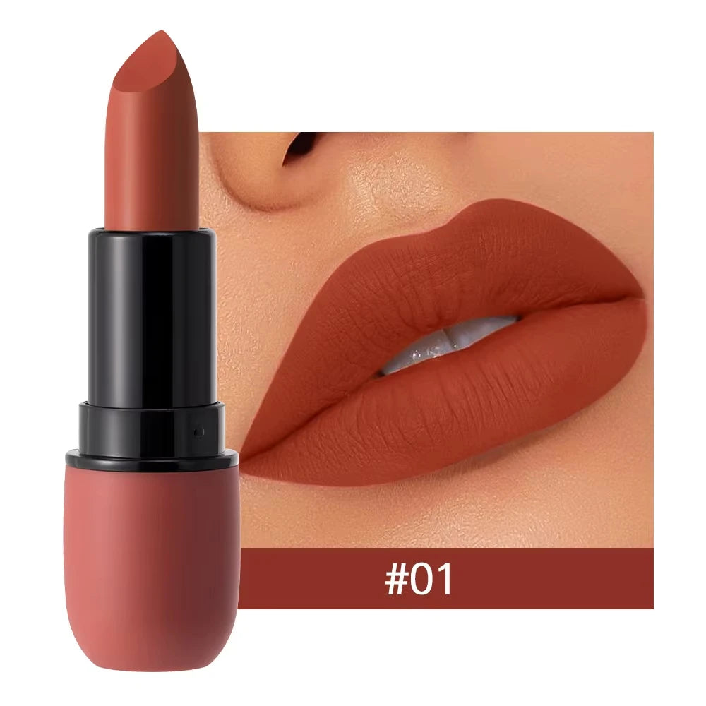 YABAOLIAN Matte Moist Lipstick Velvet Nude Lip Stick Long Lasting Waterproof High Pigment Non Dry 6 Shades Daily Makeup