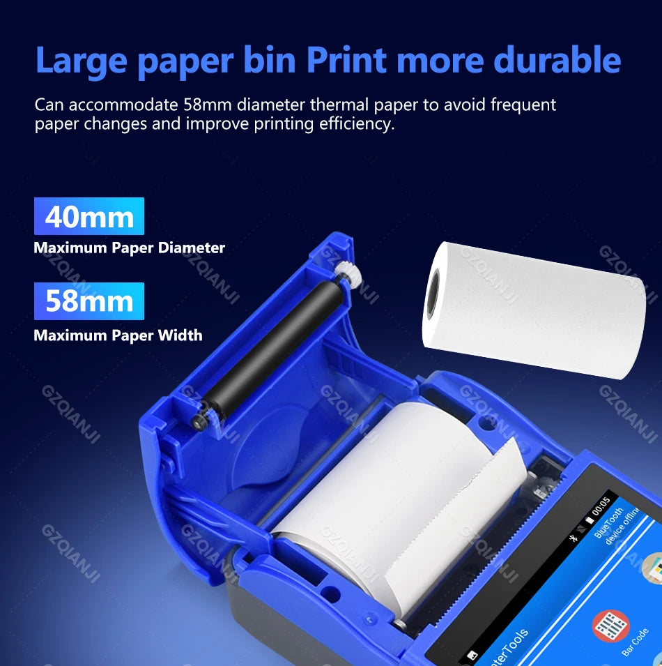 4G Android 13 / 8.1 Pos Terminal Wireless Handheld Printers 1D 2D Scanner Reader NFC Built-in 58mm Receipt Impressora Termica