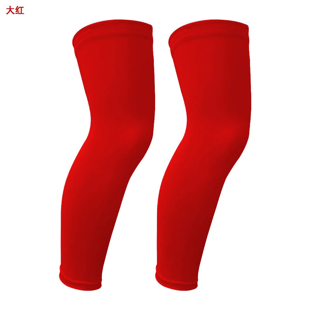 1Pair Long Compression Leg Sleeves for Kids, Comfortable Non-Slip UV Protection Brace Support for Basketball Running Cycling