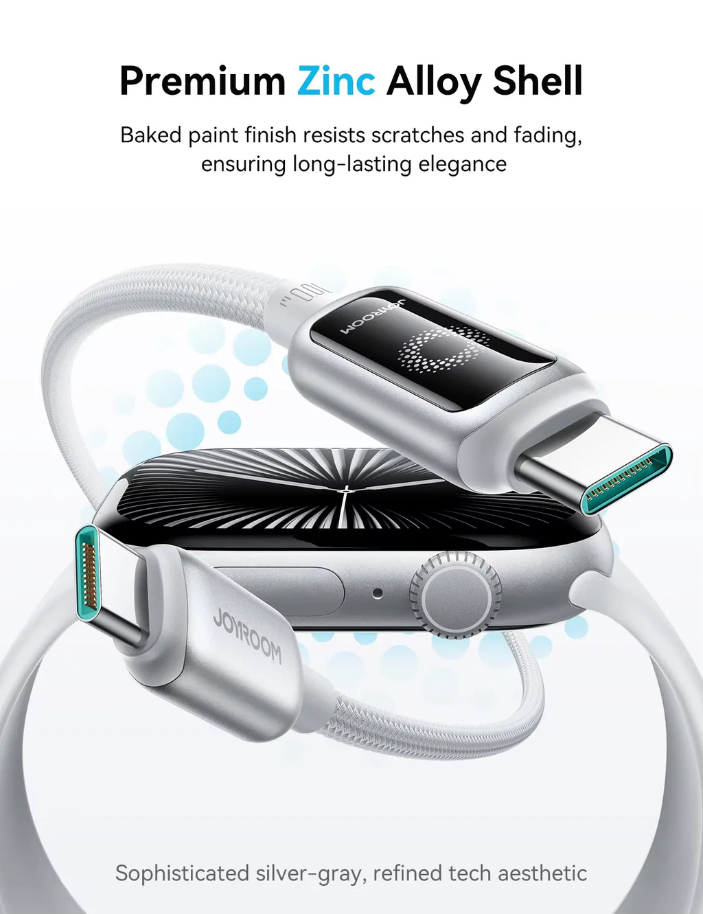 JOYROOM Smart Safe 100W PD Fast Charging Cable - USB-C with Auto-Shutoff, LED Indicator & Smart Chip for iPhone 17/16/15