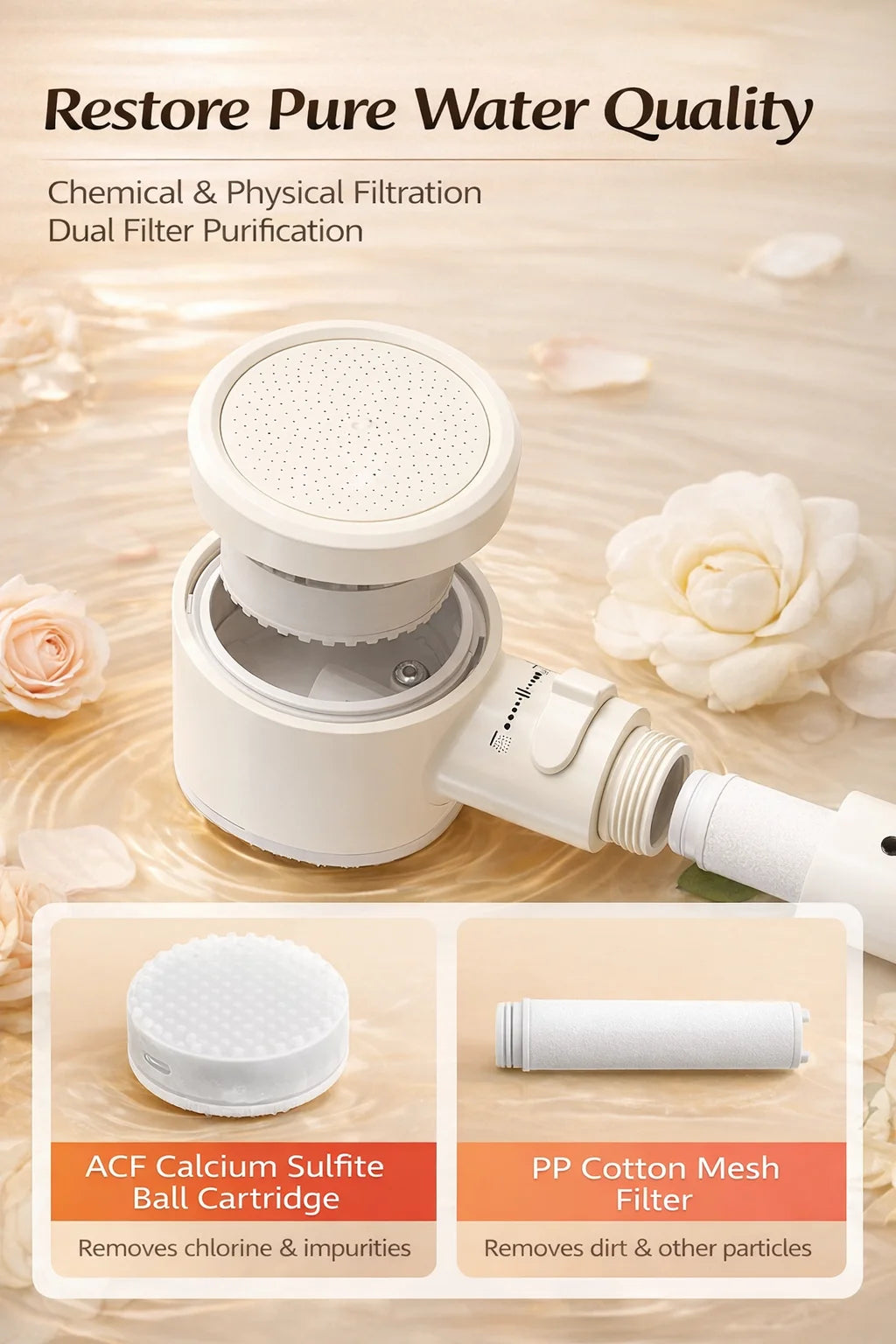 Double-Sided High Pressure Filter Showerhead, Macaron Handheld for Hard Water Chlorine Removal, Bathroom Skin Care Sprayer