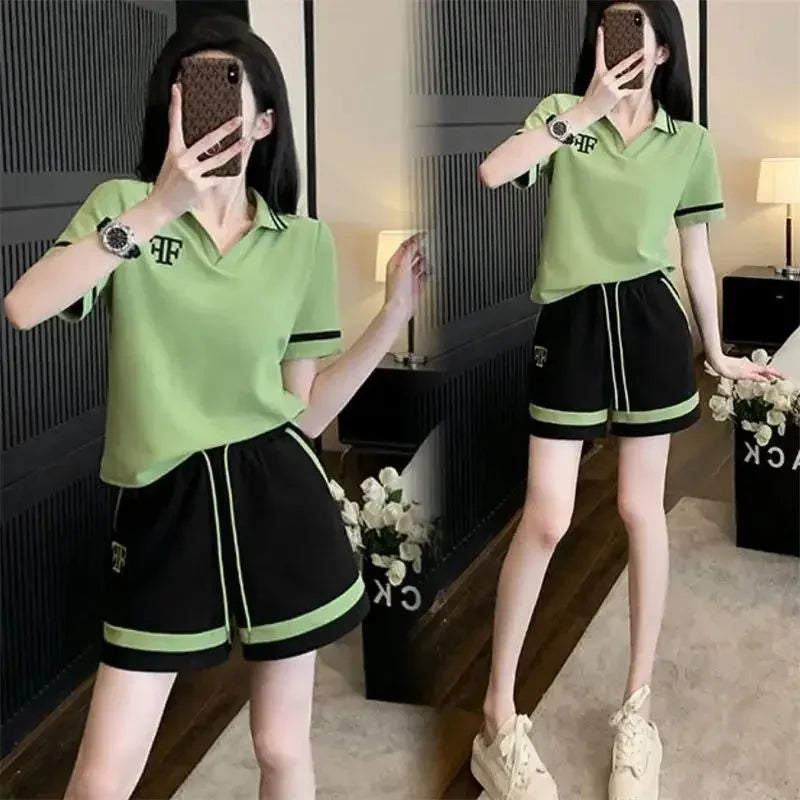 Women's Short Sets 2 Pieces Top and Bottom Tracksuit Female Shorts Sleeve Vacation Outfits Woman 2025 Novelty In New Products