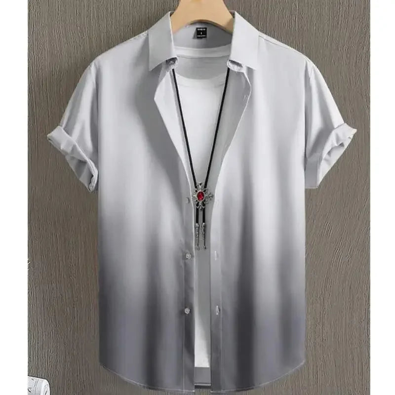 Men's Hawaiian shirts 3d gradient printed loose shirts and oversized shirts, high-quality beach party sweaters