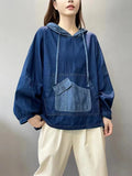 Amax luluE Spring Fashion Denim Hoodies Womens Vintage Hooded Classic Loose Sweatshirts Ladies Harajuku Leisure Korean Clothes
