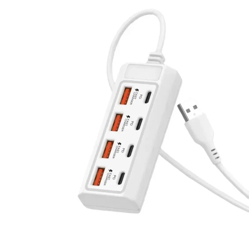 8 in 1 USB Electrical Socket 25W Fast Charging Power Outlet Adapter Docking Stations USB Splitter Converter USB Extension Socket