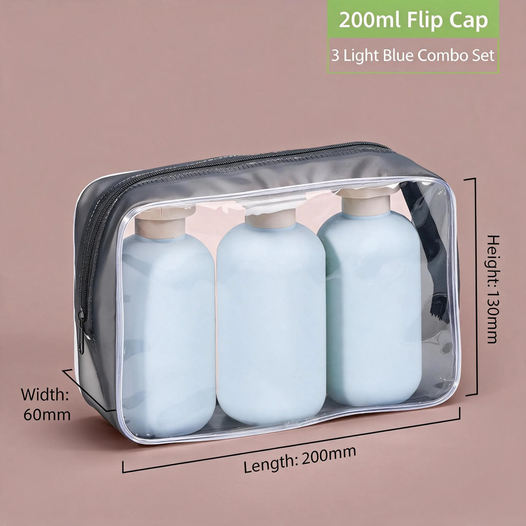 3pcs 100ml Plastic Travel Shampoo Bottles Clear Blue Shampoo Lotion Shower Gel Foam Pump Bottles