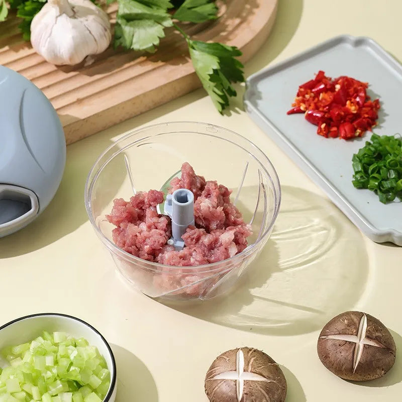 Manual Garlic Chopper & Vegetable Slicer – 500/1000 ml Fruit Crusher, Kitchen Blender & Meat Grinder