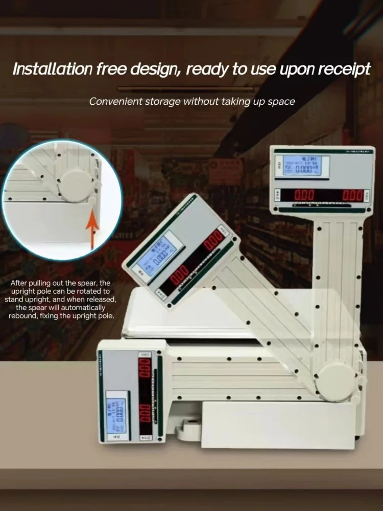 Weighing TM-F66 30kg AI Touch Screen Supermarket Label Scale Cash Register Hot Label Scale Weighing Scale