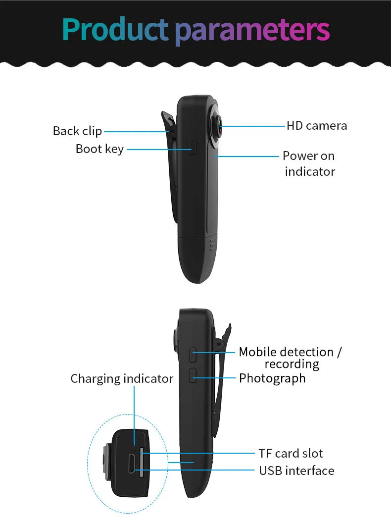 1080P Sport Hiking Mini Camera HD 1080P Pen Cam Night Vision Micro Camcorder Bodycam DV Video Recorder Home Office Security