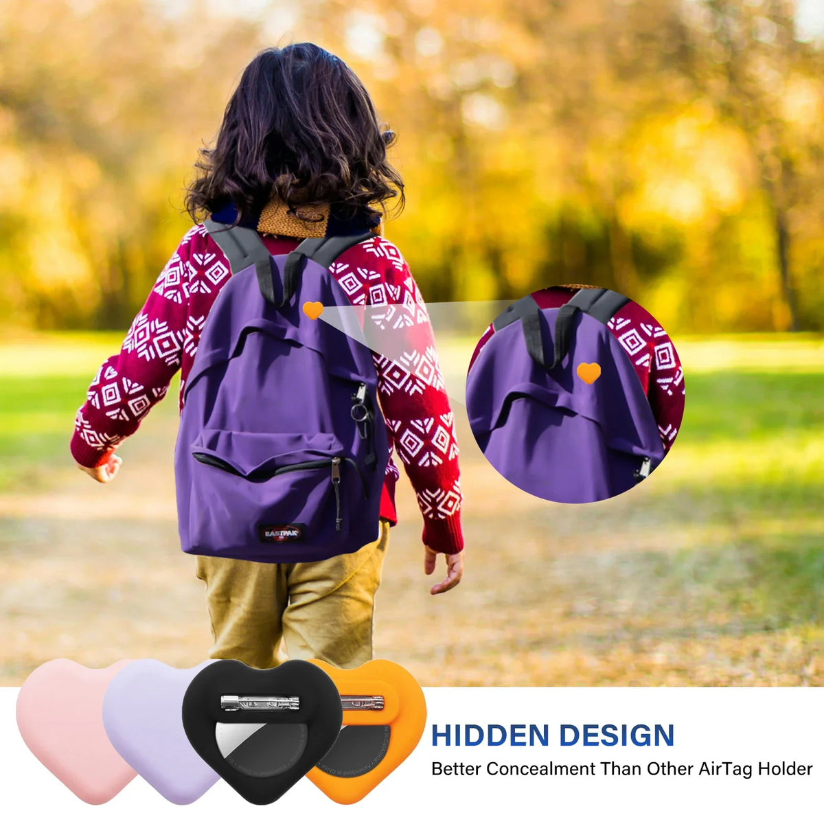 New AirTag Hidden Holder for Kids,Silicone AirTag Case with Safety Pin,Tracker Anti-Lost Cover for Kids,Elderly,Luggage,Clothing
