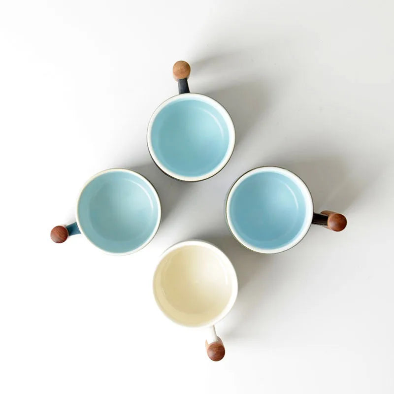Creative Handmade Exquisite Coffee Cup Vintage Coffee Cup With Wooden Handle Mug Cups Mugs Drinkware Kitchen Dining Bar Home