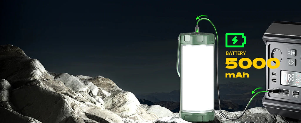 IP68 Waterproof Outdoor Led Camping Lights Lanterns Rechargeable 5000mAh Survival 1200LM Hiking Survival Camping Lights Lanterns