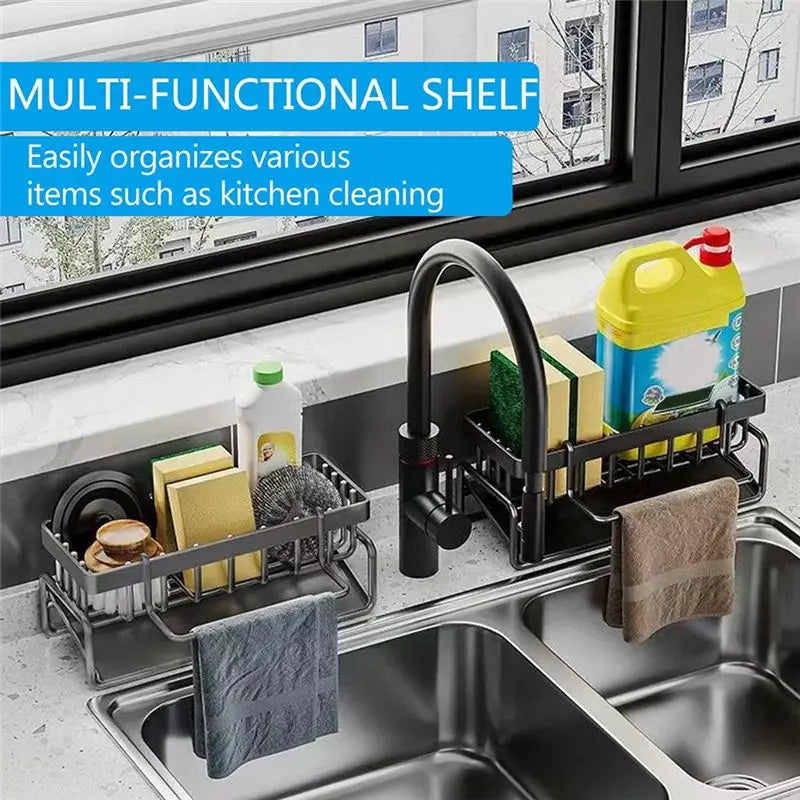 A36T-Kitchen Sink Organizer Rack,Kitchen Rack, Household Sink Tableware Drain Storage Rack,Sponge Detergent Storage Rack
