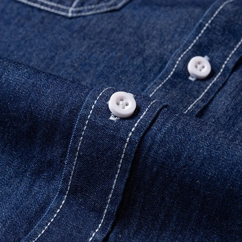 2025 Denim Pure Cotton  Long-Sleeve With Pocket Design Shirt Classic  Fashion Embroider Comfortable Clothes